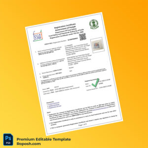 Customizable India Government of Punjab Registration Certificate Editable Word & PDF Template 5 page