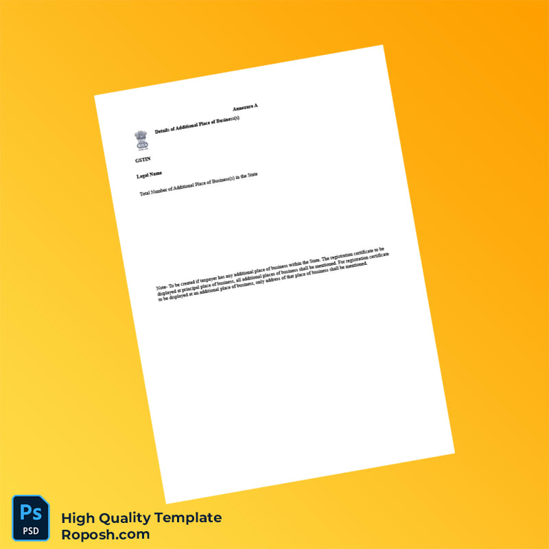 India Government of Tamil Nadu GST Registration Certificate Template in Word and PDF formats 4 page India Government of Tamil Nadu GST Registration Certificate Template in Word and PDF formats 4 page