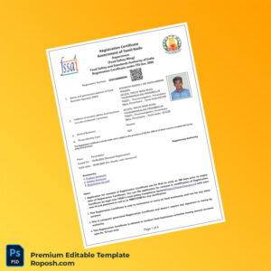 Customizable India Government of Tamil Nadu Registration Certificate Editable Word & PDF Template 4 page