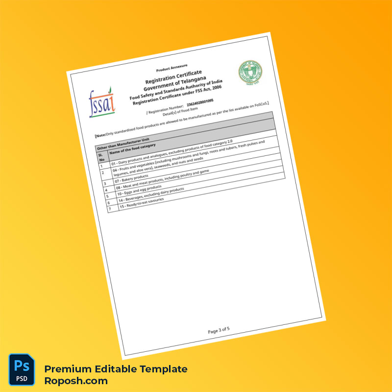 Customizable India Government of Telangana Registration Certificate Editable Word & PDF Template 5 page Customizable India Government of Telangana Registration Certificate Editable Word & PDF Template 5 page