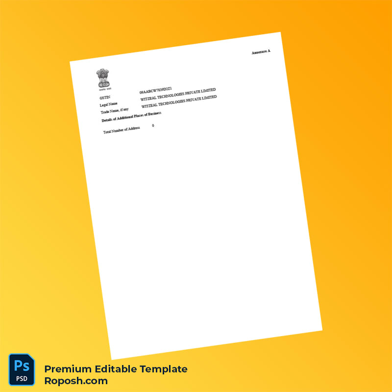 India Government of Uttar Pradesh GST Registration Certificate Editable Word & PDF Template 3 page India Government of Uttar Pradesh GST Registration Certificate Editable Word & PDF Template 3 page