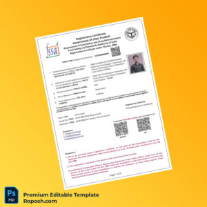 Customizable India Government of Uttar Pradesh Registration Certificate Editable Word & PDF Template 5 page