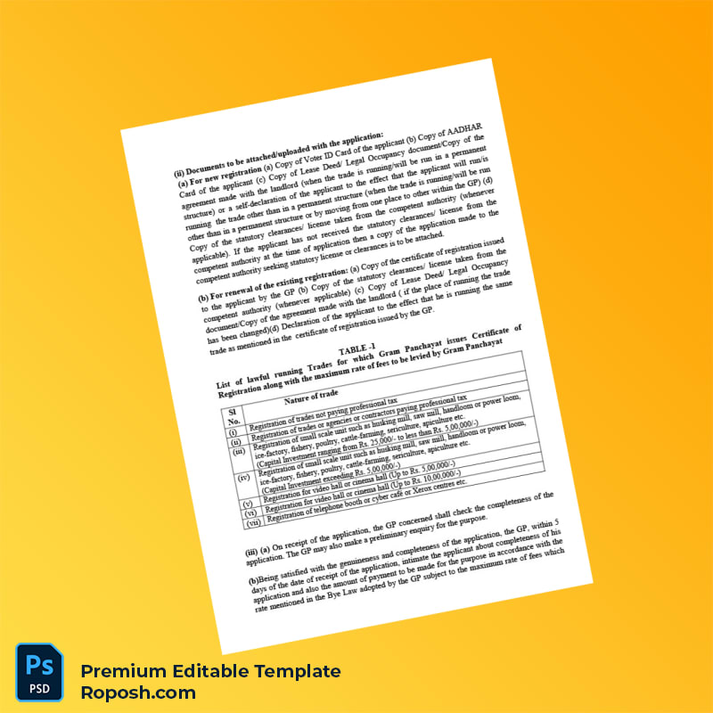 Customizable India Gram Panchayat Business Registration Certificate Editable Word & PDF Template 4 page Customizable India Gram Panchayat Business Registration Certificate Editable Word & PDF Template 4 page