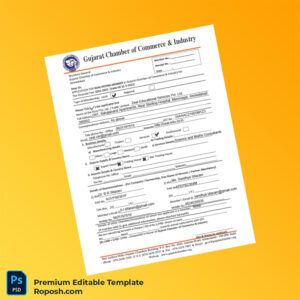 Customizable India Gujarat Chamber of Commerce and Industry Business Registration Certificate Editable Word & PDF Template 2 page