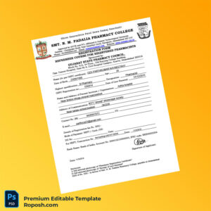 Customizable India Gujarat State Pharmacy Council Registration Form Editable Word & PDF Template Customizable India Gujarat State Pharmacy Council Registration Form Editable Word & PDF Template