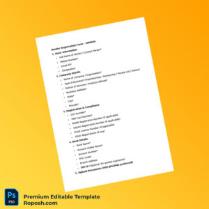 Customizable India HIMRAS Vendor Registration Form Editable Word & PDF Template 2 page