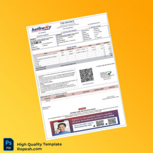 India Hathway Cable and Datacom Limited Invoice Template in Word and PDF formats