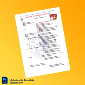 India Hindu Marriage Registration Certificate Template in Word and PDF formats 2 page India Hindu Marriage Registration Certificate Template in Word and PDF formats 2 page