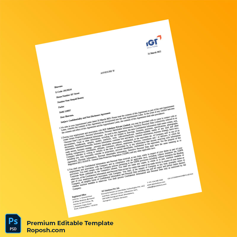 Customizable India IGT Solutions Private Limited Employment Verification Letter Word & PDF Template 5 page Customizable India IGT Solutions Private Limited Employment Verification Letter Word & PDF Template 5 page