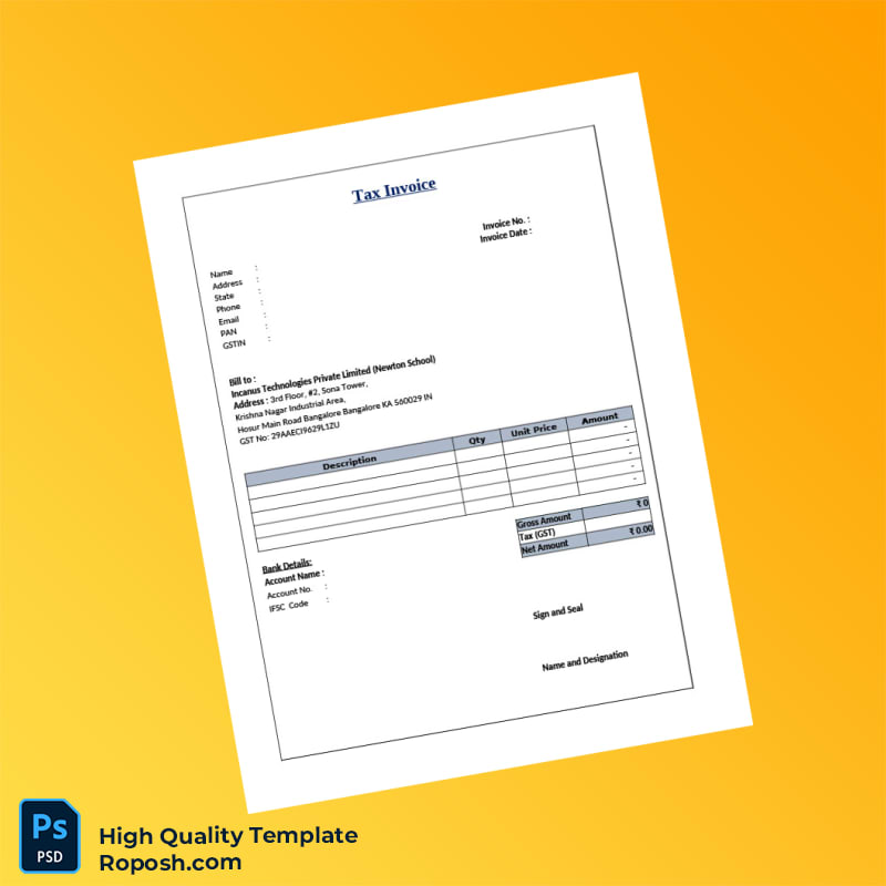 India Incanus Technologies Private Limited Tax Invoice Template in Word and PDF formats 4 page India Incanus Technologies Private Limited Tax Invoice Template in Word and PDF formats 4 page