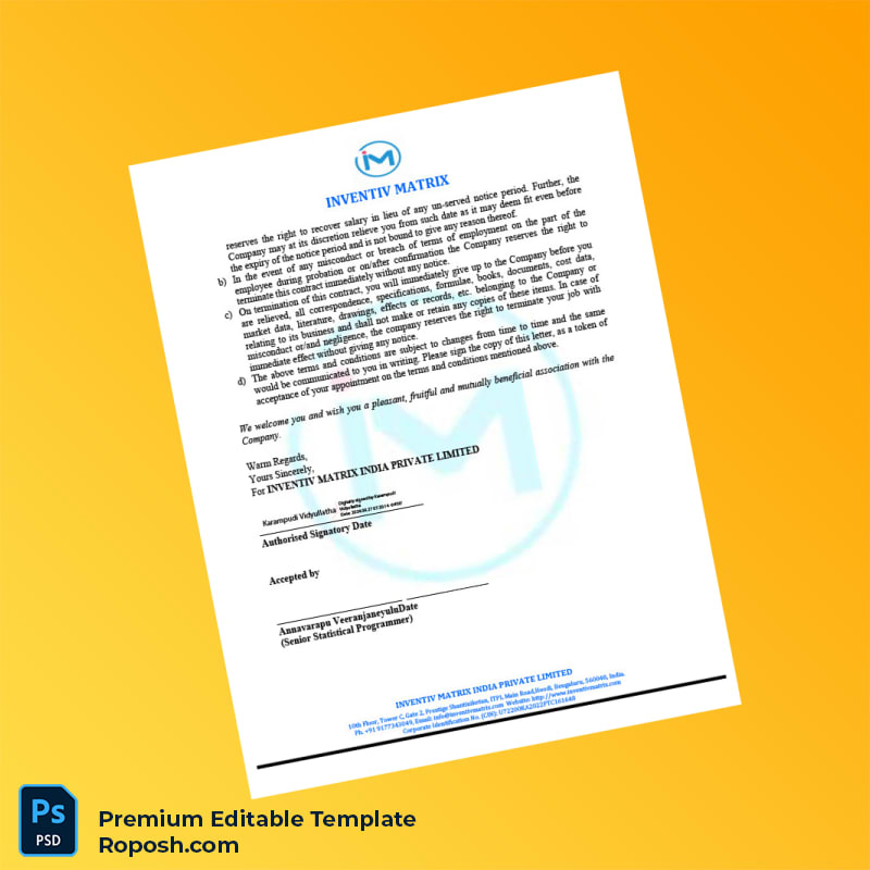 Customizable India Inventiv Matrix Employment Verification Letter Word & PDF Template 5 page Customizable India Inventiv Matrix Employment Verification Letter Word & PDF Template 5 page