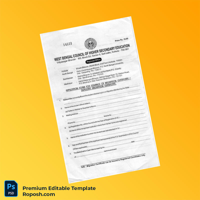 Customizable India Issuer Migration Certificate Editable Word & PDF Template 2 page Customizable India Issuer Migration Certificate Editable Word & PDF Template 2 page