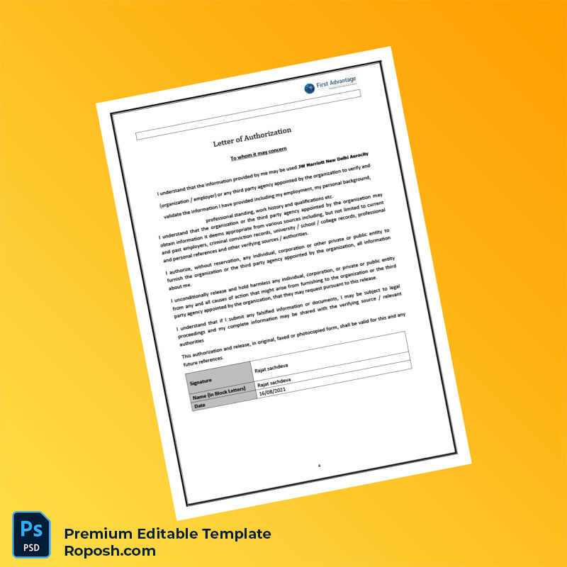 Customizable India JW Marriott New Delhi Aerocity Employment Verification Letter Word & PDF Template 4 page Customizable India JW Marriott New Delhi Aerocity Employment Verification Letter Word & PDF Template 4 page