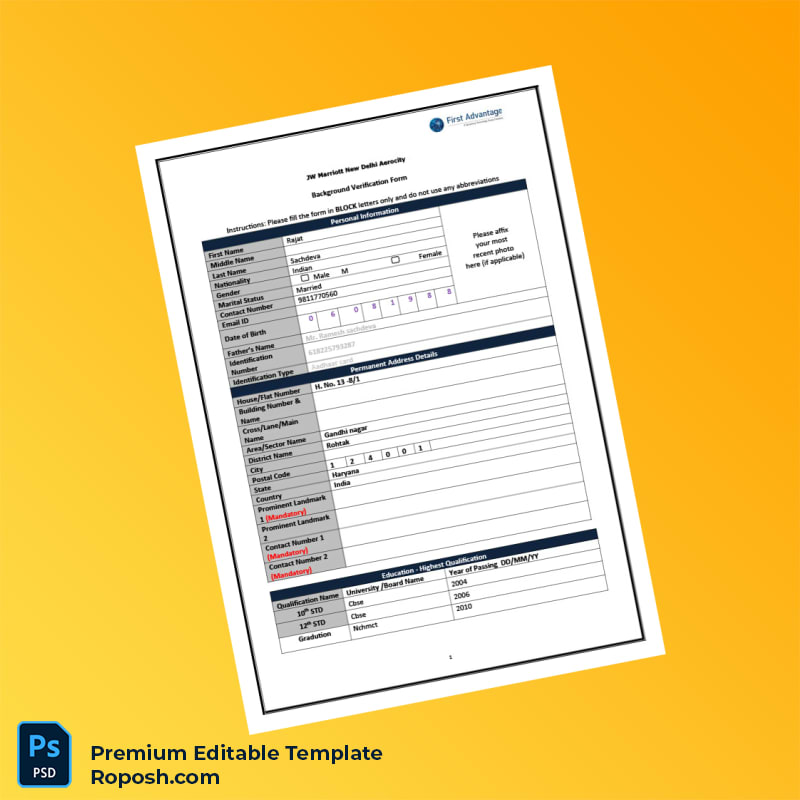 Customizable India JW Marriott New Delhi Aerocity Employment Verification Letter Word & PDF Template 4 page Customizable India JW Marriott New Delhi Aerocity Employment Verification Letter Word & PDF Template 4 page