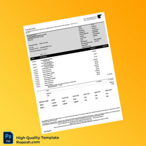 India JW Marriott New Delhi Aerocity Tax Invoice Template in Word and PDF formats