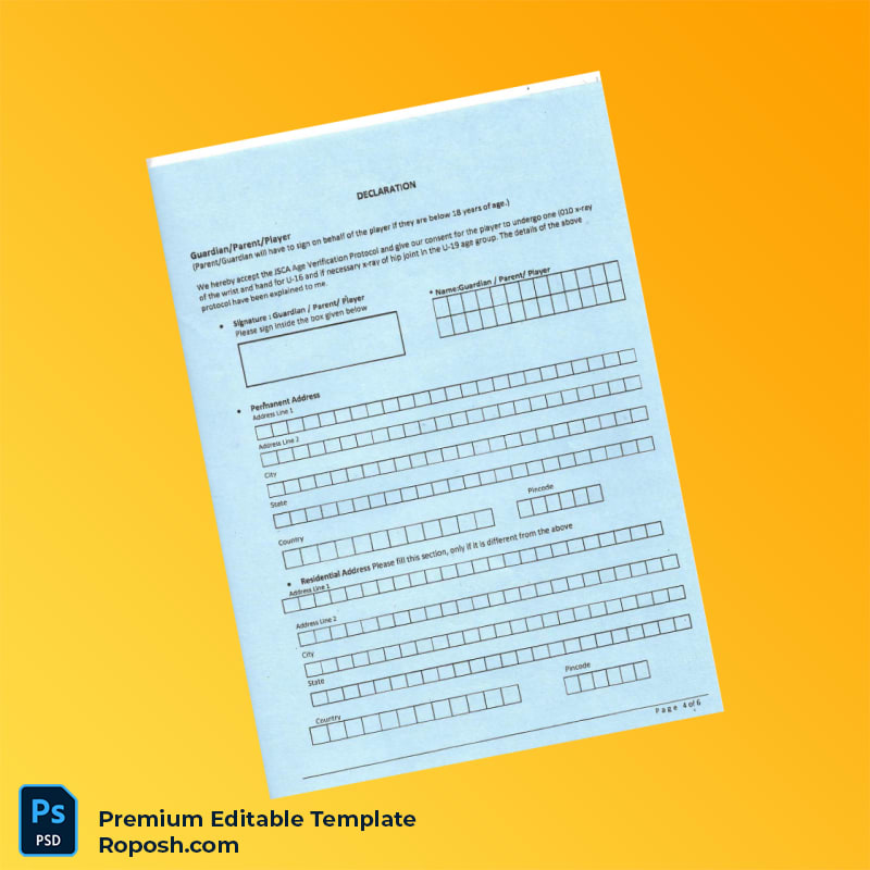 Customizable India Jharkhand State Cricket Association Registration Form Editable Word & PDF Template 6 page Customizable India Jharkhand State Cricket Association Registration Form Editable Word & PDF Template 6 page