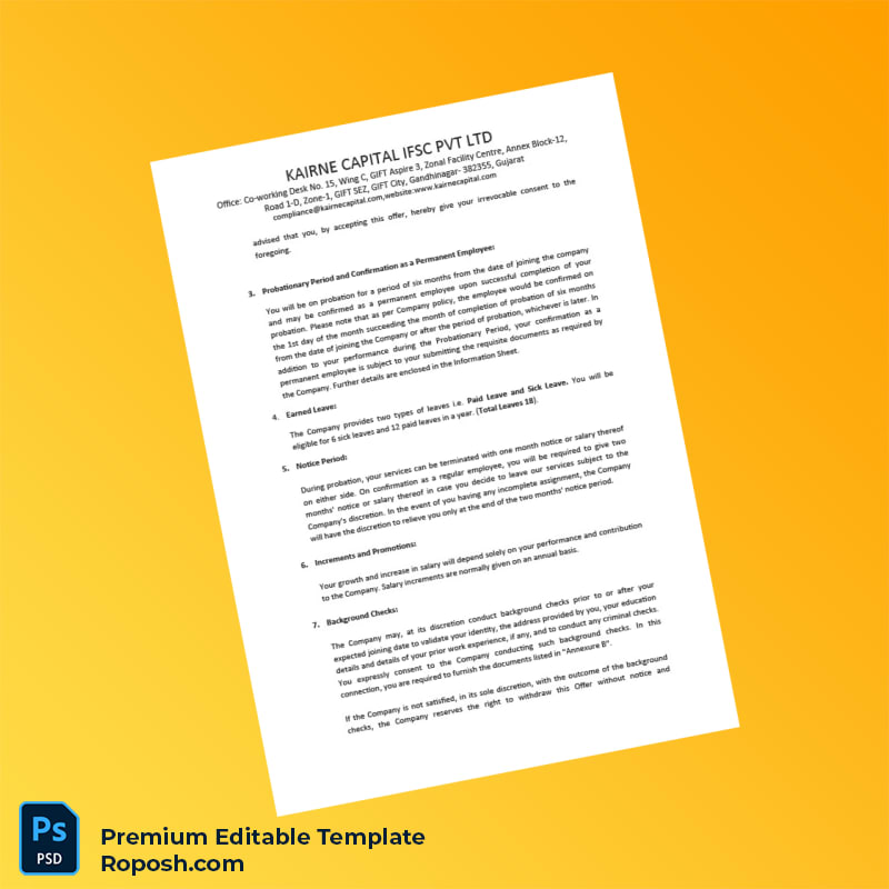 Customizable India Karine Capital ISC Pvt Ltd Employment Verification Letter Word & PDF Template 6 page Customizable India Karine Capital ISC Pvt Ltd Employment Verification Letter Word & PDF Template 6 page