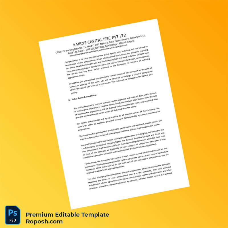 Customizable India Karine Capital ISC Pvt Ltd Employment Verification Letter Word & PDF Template 6 page Customizable India Karine Capital ISC Pvt Ltd Employment Verification Letter Word & PDF Template 6 page