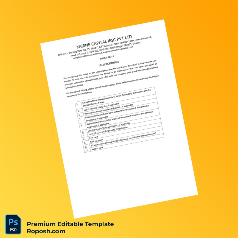 Customizable India Karine Capital ISC Pvt Ltd Employment Verification Letter Word & PDF Template 6 page Customizable India Karine Capital ISC Pvt Ltd Employment Verification Letter Word & PDF Template 6 page