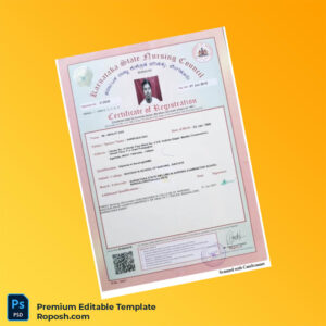 Customizable India Karnataka Nursing Council Certificate of Registration Editable Word & PDF Template Customizable India Karnataka Nursing Council Certificate of Registration Editable Word & PDF Template