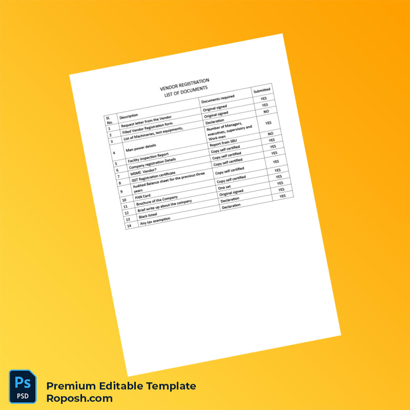Customizable India Kerala State Electronics Development Corporation Ltd Vendor Registration Form Editable Word & PDF Template 3 page Customizable India Kerala State Electronics Development Corporation Ltd Vendor Registration Form Editable Word & PDF Template 3 page