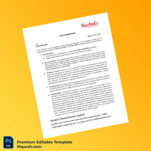 Customizable India Kushal s Retail Private Limited Employment Verification Letter Word & PDF Template 2 page