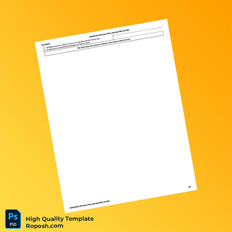 India Lakshmi Agencies Tax Invoice Template in Word and PDF formats 2 page India Lakshmi Agencies Tax Invoice Template in Word and PDF formats 2 page