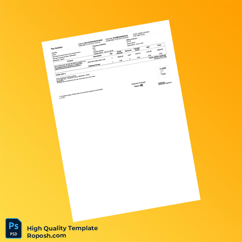 India Lastore Invoice Template in Word and PDF formats India Lastore Invoice Template in Word and PDF formats