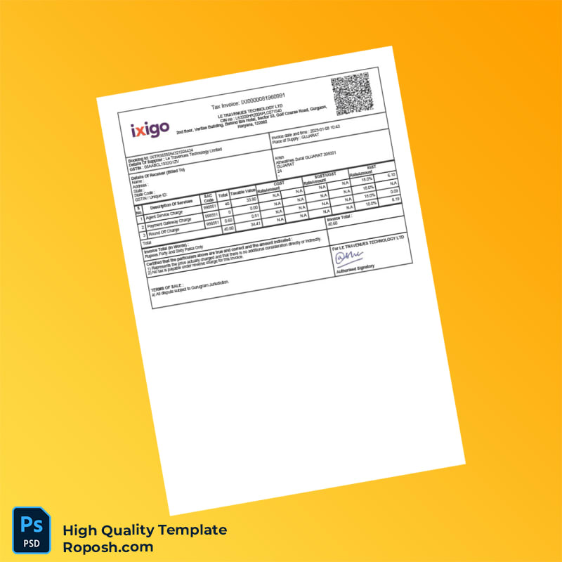 India Le Travenues Technology Invoice Template in Word and PDF formats India Le Travenues Technology Invoice Template in Word and PDF formats