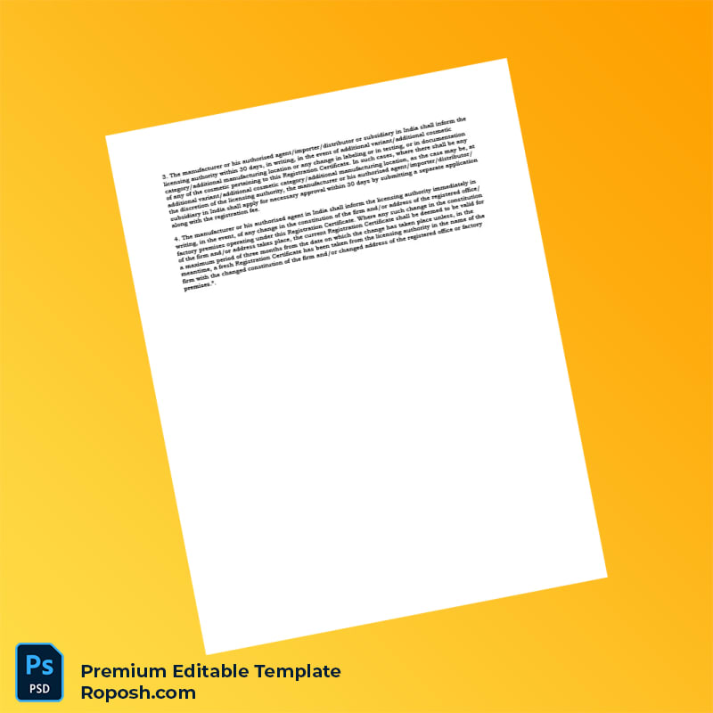 Customizable India Licensing Authority Registration Certificate Editable Word & PDF Template 2 page Customizable India Licensing Authority Registration Certificate Editable Word & PDF Template 2 page