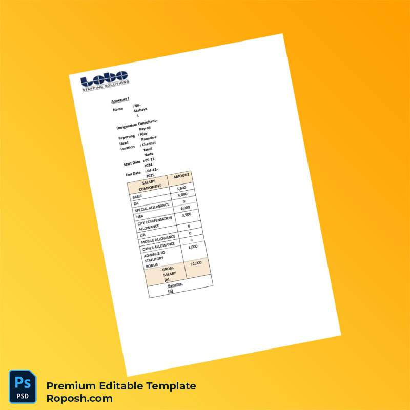 Customizable India Lobo Staffing Solutions Pvt Ltd Employment Verification Letter Word & PDF Template 3 page Customizable India Lobo Staffing Solutions Pvt Ltd Employment Verification Letter Word & PDF Template 3 page