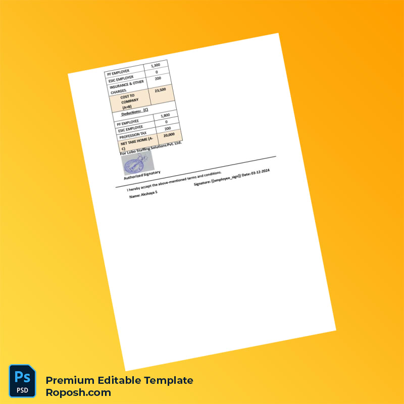 Customizable India Lobo Staffing Solutions Pvt Ltd Employment Verification Letter Word & PDF Template 3 page Customizable India Lobo Staffing Solutions Pvt Ltd Employment Verification Letter Word & PDF Template 3 page