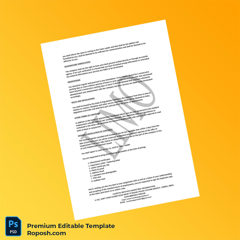 Customizable India Lucretia Infotech Marketing Organization Employment Verification Letter Word & PDF Template 6 page Customizable India Lucretia Infotech Marketing Organization Employment Verification Letter Word & PDF Template 6 page