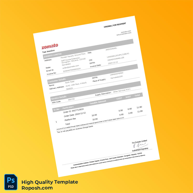 India M K FOODS JAYANAGAR Tax Invoice Template in Word and PDF formats 2 page India M K FOODS JAYANAGAR Tax Invoice Template in Word and PDF formats 2 page