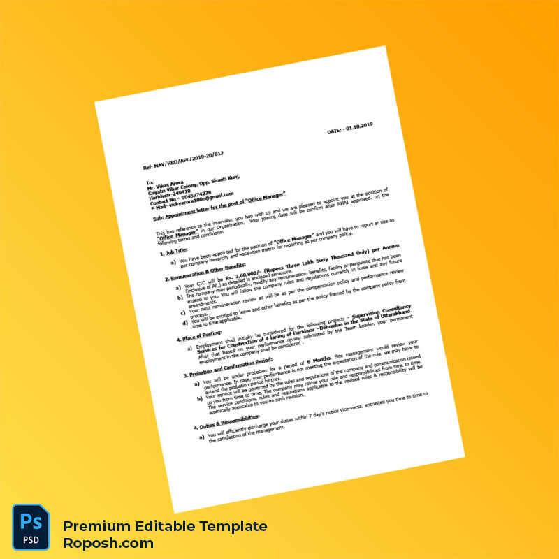 Customizable India MAV Associates LLP Employment Verification Letter Word & PDF Template 5 page Customizable India MAV Associates LLP Employment Verification Letter Word & PDF Template 5 page
