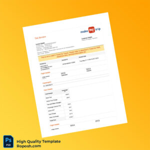 India MakeMyTrip Invoice Template in Word and PDF formats 3 page