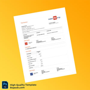 India MakeMyTrip Tax Invoice Template in Word and PDF formats 3 page