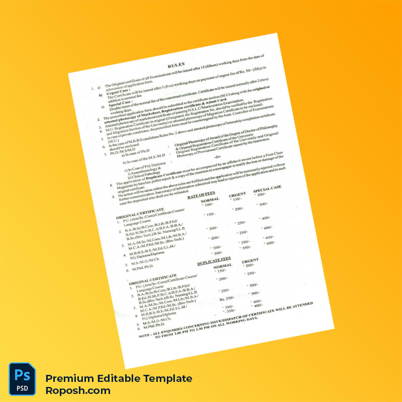 Customizable India Manipur University Original Certificate Editable Word & PDF Template 2 page Customizable India Manipur University Original Certificate Editable Word & PDF Template 2 page