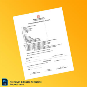 Customizable India Manipur University Provisional Certificate Editable Word & PDF Template