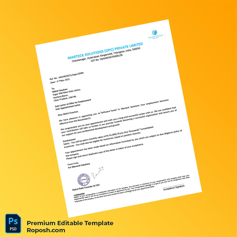 Customizable India Marteck Solutions Employment Verification Letter Word & PDF Template 6 page Customizable India Marteck Solutions Employment Verification Letter Word & PDF Template 6 page