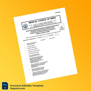 Customizable India Medical Council Provisional Permanent Registration Certificate Editable Word & PDF Template 8 page