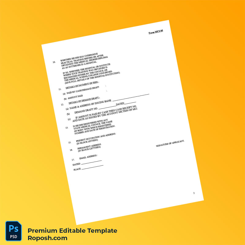 Customizable India Medical Council Registration Certificate Editable Word & PDF Template 8 page Customizable India Medical Council Registration Certificate Editable Word & PDF Template 8 page