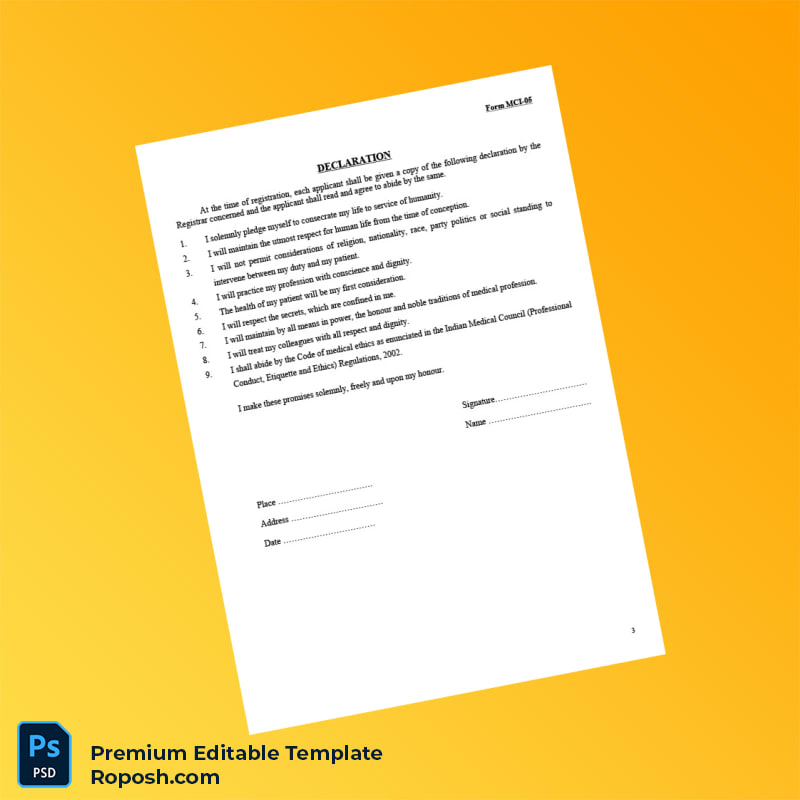 Customizable India Medical Council Registration Certificate Editable Word & PDF Template 8 page Customizable India Medical Council Registration Certificate Editable Word & PDF Template 8 page