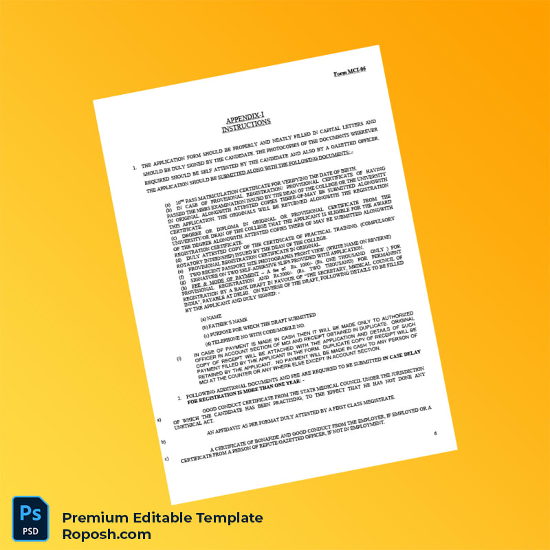 Customizable India Medical Council Registration Certificate Editable Word & PDF Template 8 page Customizable India Medical Council Registration Certificate Editable Word & PDF Template 8 page