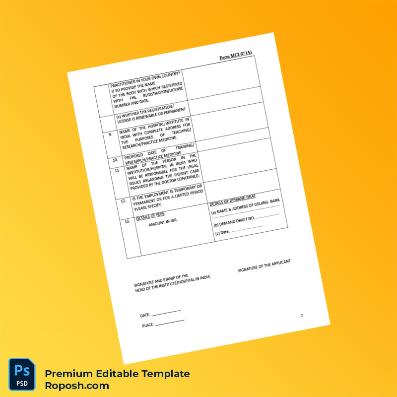 Customizable India Medical Council of India Temporary Registration Certificate Editable Word & PDF Template 5 page Customizable India Medical Council of India Temporary Registration Certificate Editable Word & PDF Template 5 page