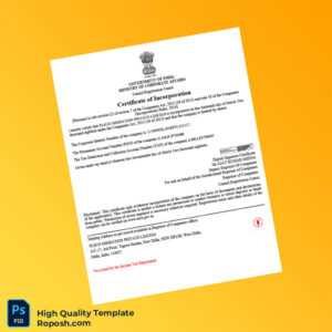 India Ministry of Corporate Affairs Certificate of Incorporation Template in Word and PDF formats India Ministry of Corporate Affairs Certificate of Incorporation Template in Word and PDF formats