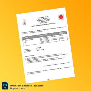 India Ministry of Defence Centralised Vendor Registration Certificate Editable Word & PDF Template 2 page