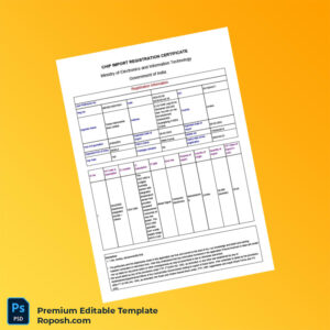 Customizable India Ministry of Electronics and Information Technology Chip Import Registration Certificate Editable Word & PDF Template 2 page