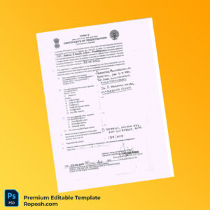 India Ministry of Health Editable PCPNDT Registration Certificate Editable Word & PDF Template