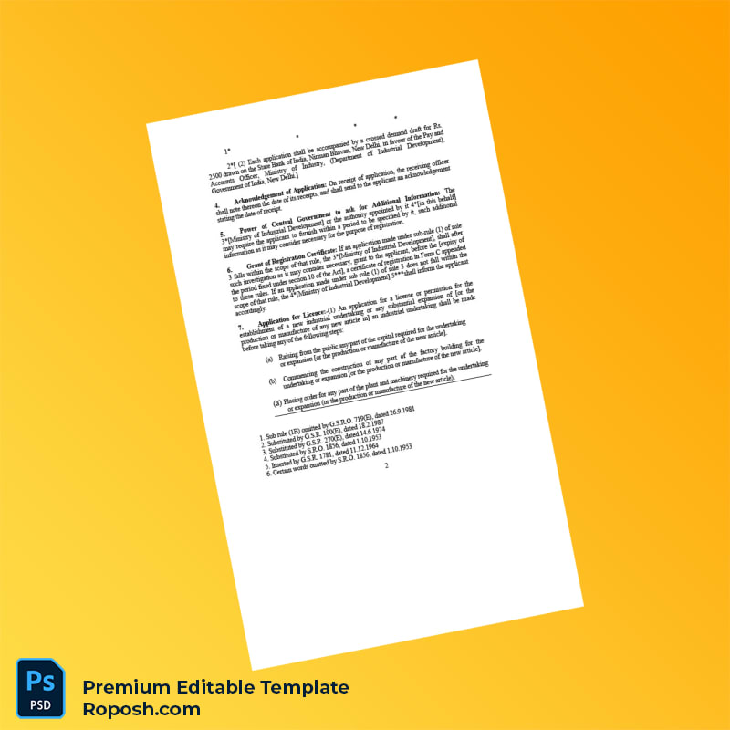 Customizable India Ministry of Industry Registration Certificate Editable Word & PDF Template 8 page Customizable India Ministry of Industry Registration Certificate Editable Word & PDF Template 8 page